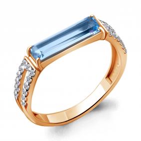 Кольцо из золочёного серебра AQUAMARINE А6930092А-п с топазом и фианитом А6930092А-п фото