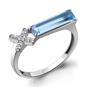 Серебряное кольцо AQUAMARINE А6930192А с топазом и фианитом А6930192А фото