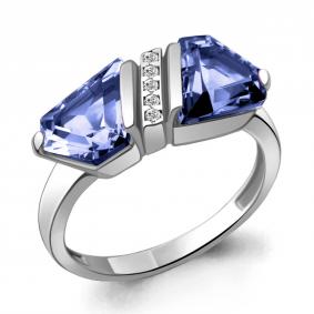Серебряное кольцо AQUAMARINE А69309603А с фианитом и танзанитом А69309603А фото