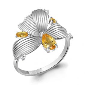 Серебряное кольцо AQUAMARINE А6931506А с фианитом и цитрином А6931506А фото