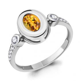 Серебряное кольцо AQUAMARINE А6931706А с фианитом и цитрином А6931706А фото