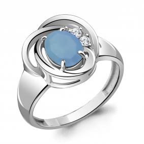 Серебряное кольцо AQUAMARINE А69320605А с фианитом и халцедоном А69320605А фото