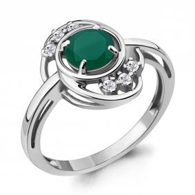 Серебряное кольцо AQUAMARINE А6932309А с фианитом и агатом А6932309А фото