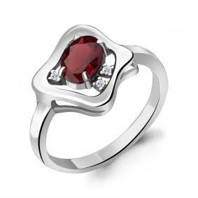 Серебряное кольцо AQUAMARINE А6932803А с фианитом и гранатом А6932803А фото