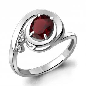 Серебряное кольцо AQUAMARINE А6932903А с фианитом и гранатом А6932903А фото