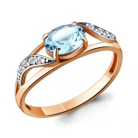Кольцо из золочёного серебра AQUAMARINE А6933202А-пк с топазом и фианитом А6933202А-пк фото