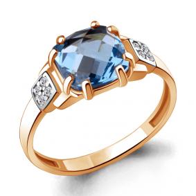 Кольцо из золочёного серебра AQUAMARINE А6933492А-пк с топазом и фианитом А6933492А-пк фото