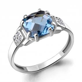 Серебряное кольцо AQUAMARINE А6933492А с топазом и фианитом А6933492А фото
