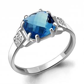 Серебряное кольцо AQUAMARINE А6933493А с фианитом и Лондон топазом А6933493А фото