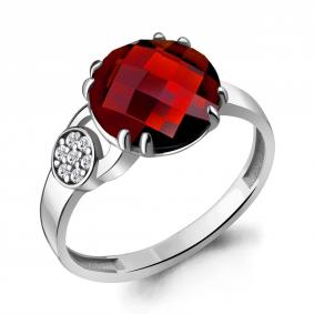 Серебряное кольцо AQUAMARINE А6933585А с фианитом и гранатом А6933585А фото