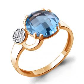 Кольцо из золочёного серебра AQUAMARINE А6933692А-пк с топазом и фианитом А6933692А-пк фото