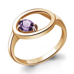 Кольцо из золочёного серебра AQUAMARINE А6933704-п с аметистом А6933704-п фото