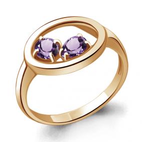 Кольцо из золочёного серебра AQUAMARINE А6933804-п с аметистом А6933804-п фото