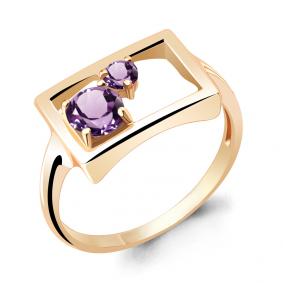 Кольцо из золочёного серебра AQUAMARINE А6933904-п с аметистом А6933904-п фото