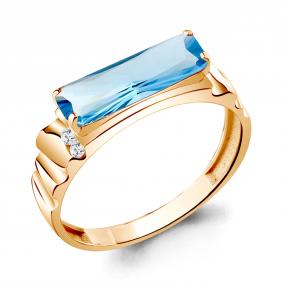 Кольцо из золочёного серебра AQUAMARINE А6934092А-п с топазом и фианитом А6934092А-п фото