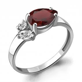 Серебряное кольцо AQUAMARINE А6934203А с фианитом и гранатом А6934203А фото