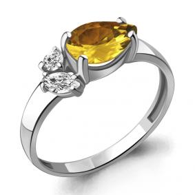 Серебряное кольцо AQUAMARINE А6934206А с фианитом и цитрином А6934206А фото