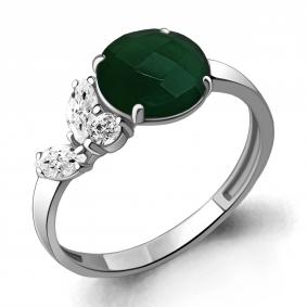 Серебряное кольцо AQUAMARINE А6934309А с фианитом и агатом А6934309А фото