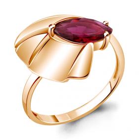 Кольцо из золочёного серебра AQUAMARINE А69351604-п с рубиновым корундом А69351604-п фото