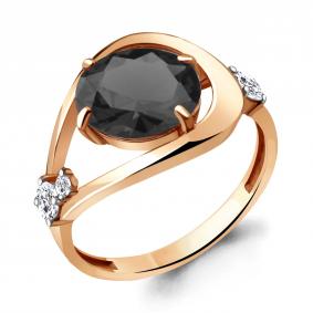 Кольцо из золочёного серебра AQUAMARINE А6935483А-п с фианитом и ювелирным кристаллом А6935483А-п фото