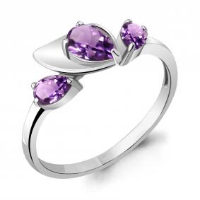 Серебряное кольцо AQUAMARINE А6935604 с аметистом А6935604 фото