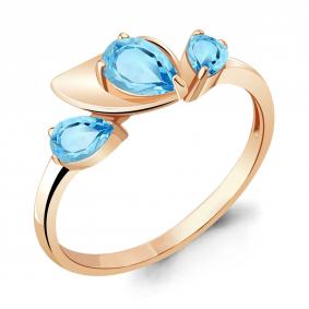 Кольцо из золочёного серебра AQUAMARINE А6935605-п с топазом А6935605-п фото