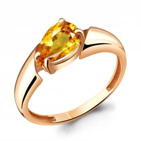 Кольцо из золочёного серебра AQUAMARINE А6935706-п с цитрином А6935706-п фото