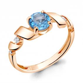 Кольцо из золочёного серебра AQUAMARINE А6936105А-п с топазом и фианитом А6936105А-п фото