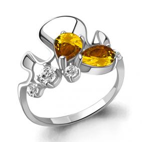 Серебряное кольцо AQUAMARINE А6936806А с фианитом и цитрином А6936806А фото