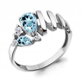 Серебряное кольцо AQUAMARINE А6937502А с топазом и фианитом А6937502А фото