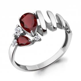 Серебряное кольцо AQUAMARINE А6937503А с фианитом и гранатом А6937503А фото