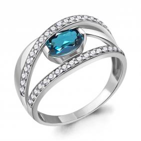 Серебряное кольцо AQUAMARINE А6937608А с фианитом и Лондон топазом А6937608А фото