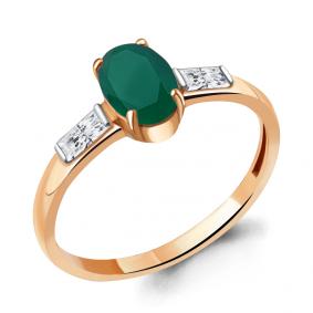 Кольцо из золочёного серебра AQUAMARINE А6938609-п с фианитом и агатом А6938609-п фото