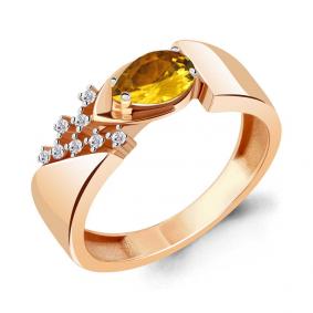 Кольцо из золочёного серебра AQUAMARINE А6939306А-п с фианитом и цитрином А6939306А-п фото