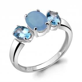 Серебряное кольцо AQUAMARINE с нанохалцедоном, топазом и миком камней А69395610 А69395610 фото