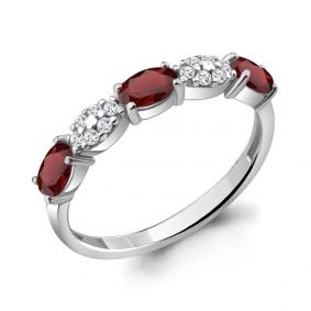 Серебряное кольцо AQUAMARINE А6940303А с фианитом и гранатом А6940303А фото