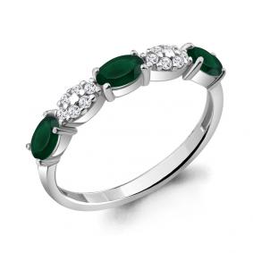 Серебряное кольцо AQUAMARINE А6940309А с фианитом и агатом А6940309А фото