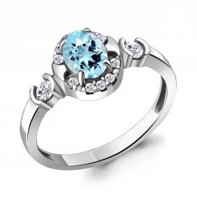 Серебряное кольцо AQUAMARINE А6940602А с топазом и фианитом А6940602А фото