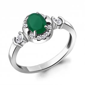 Серебряное кольцо AQUAMARINE А6940609А с фианитом и агатом А6940609А фото