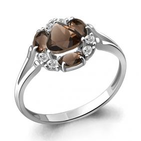 Серебряное кольцо AQUAMARINE А6941201А с фианитом и кварцем А6941201А фото