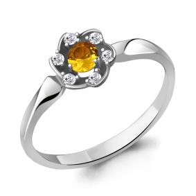 Серебряное кольцо AQUAMARINE А6941406А с фианитом и цитрином А6941406А фото