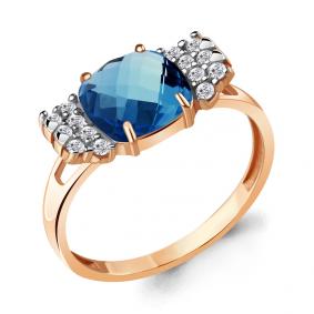 Кольцо из золочёного серебра AQUAMARINE А6941593А-пк с фианитом и Лондон топазом А6941593А-пк фото