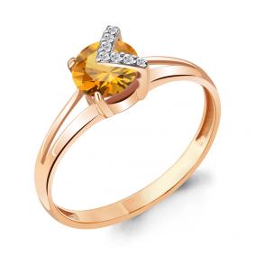 Кольцо из золочёного серебра AQUAMARINE А6941806А-п с фианитом и цитрином А6941806А-п фото