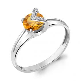 Серебряное кольцо AQUAMARINE А6941806А с фианитом и цитрином А6941806А фото