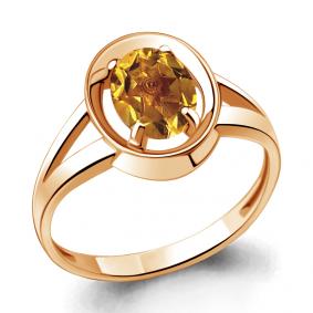 Кольцо из золочёного серебра AQUAMARINE А6941906-п с цитрином А6941906-п фото