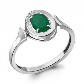 Серебряное кольцо AQUAMARINE А6942109А с фианитом и агатом А6942109А фото