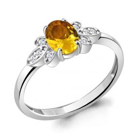 Серебряное кольцо AQUAMARINE А6942406А с фианитом и цитрином А6942406А фото