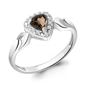 Серебряное кольцо AQUAMARINE А6942501А с фианитом и кварцем А6942501А фото