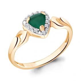 Кольцо из золочёного серебра AQUAMARINE А6942509А-п с фианитом и агатом А6942509А-п фото