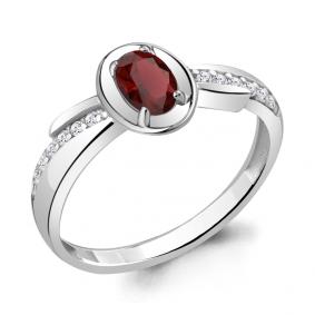 Серебряное кольцо AQUAMARINE А6942603А с фианитом и гранатом А6942603А фото